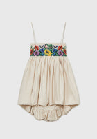 Vestido handmade beaded mini crema