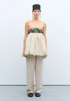 Vestido handmade beaded mini crema