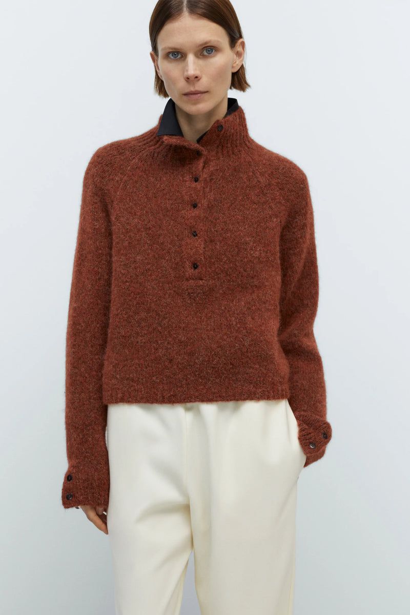 Jersey baby alpaca polo sweater