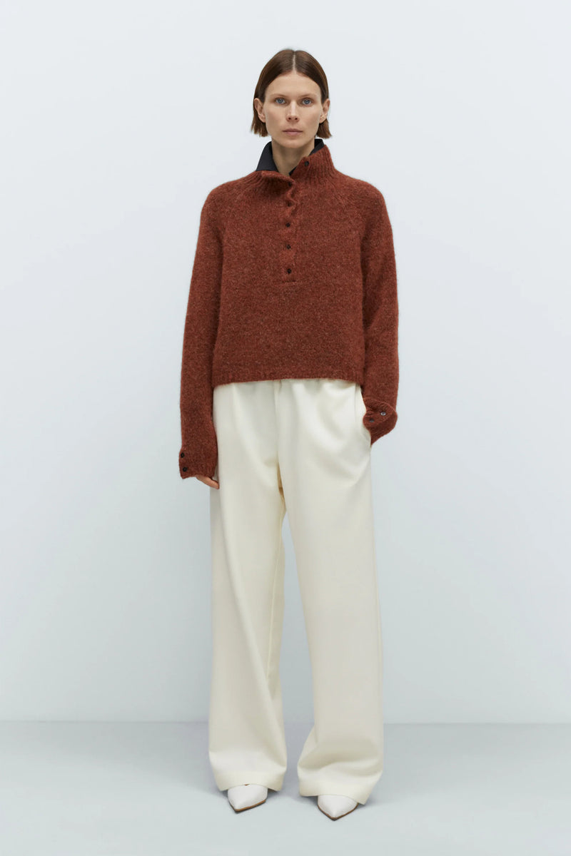 Jersey baby alpaca polo sweater