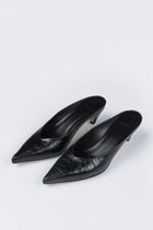 Zapatos leather pointy mule crocodil