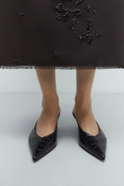 Zapatos leather pointy mule crocodil