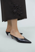 Zapatos leather pointy mule crocodil
