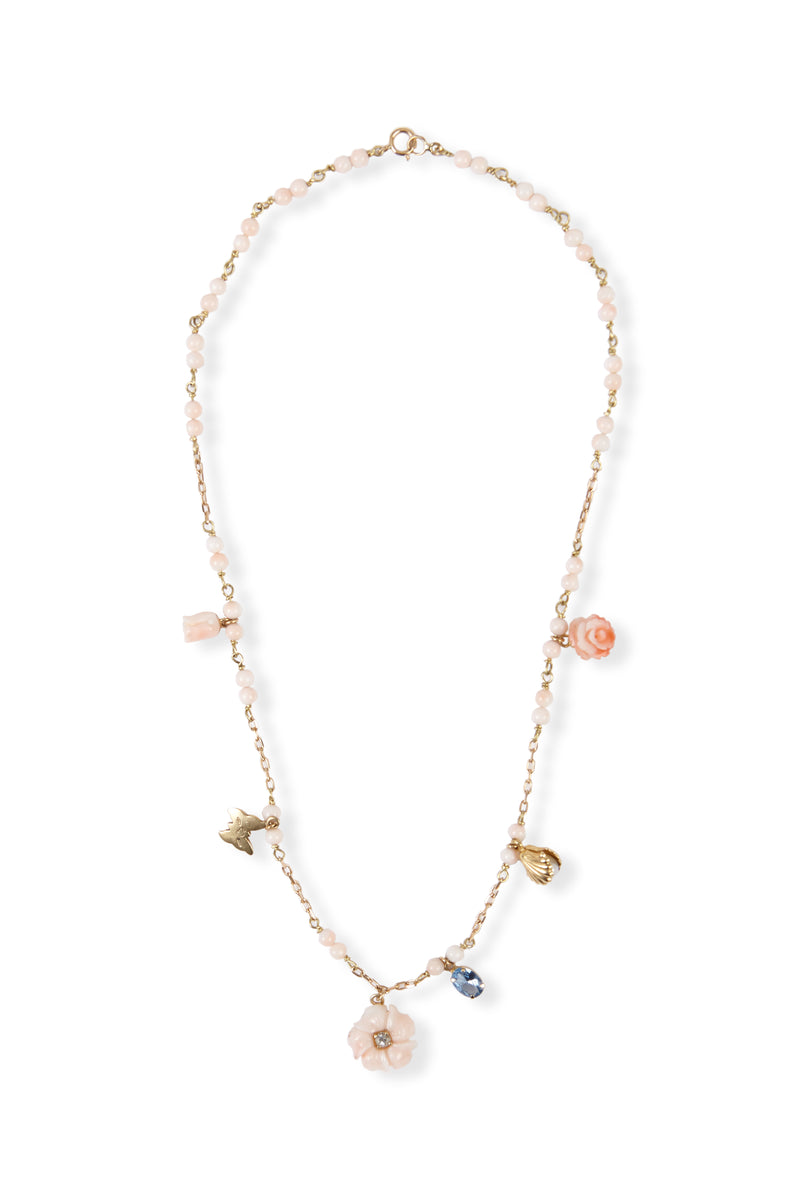 Collar cadena y corales flores y concha