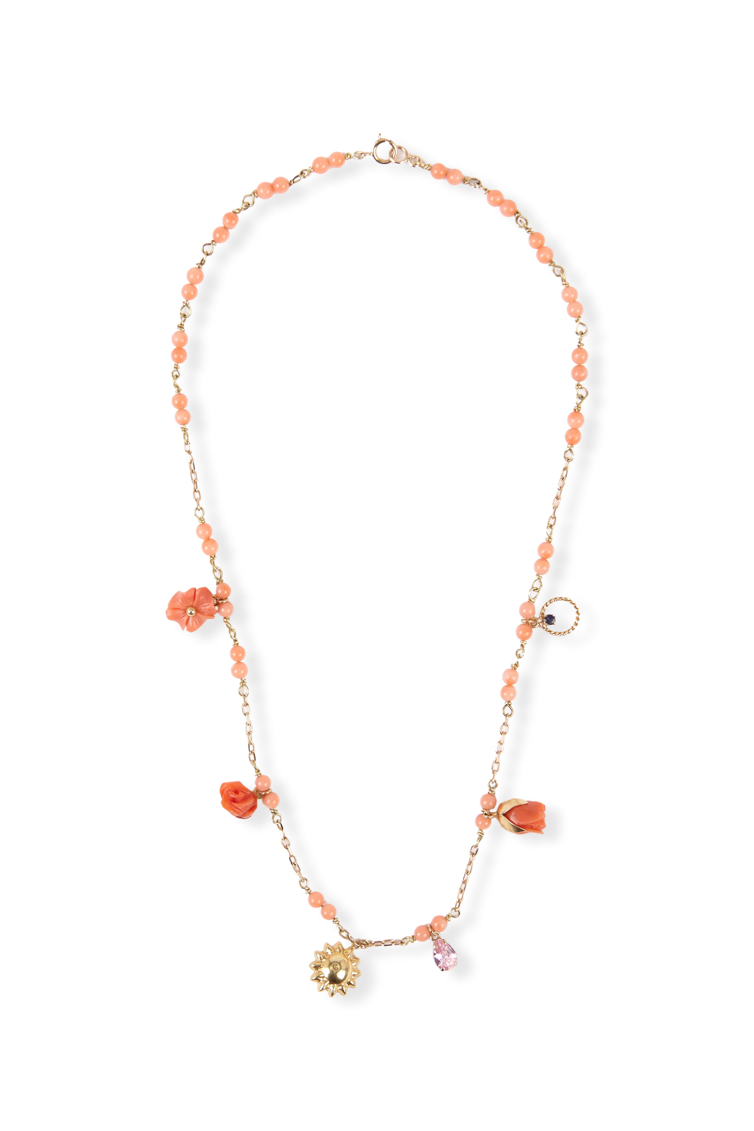Collar cadena y corales flores y sol