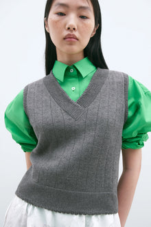 Top merino pointelle waistcoat