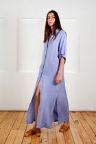 Vestido camisero manga corta largo