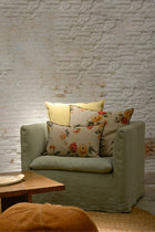 Green linen armchair