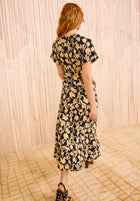 Vestido midi negro/dorado