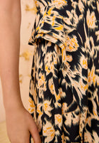 Vestido midi negro/dorado