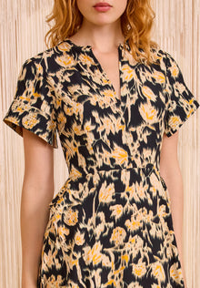 Vestido midi negro/dorado