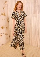 Vestido midi negro/dorado