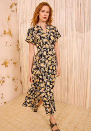 Vestido midi negro/dorado