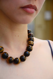 Collar bolas grandes ojo de tigre