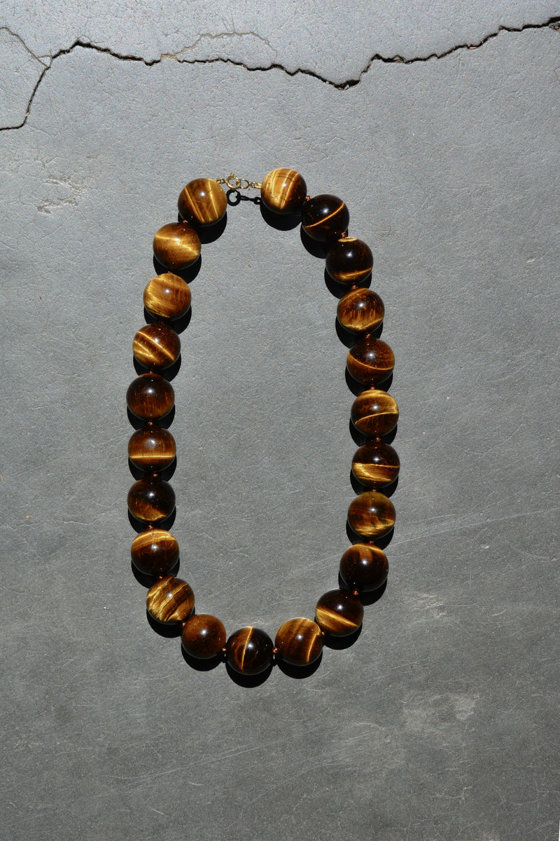 Collar bolas grandes ojo de tigre