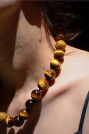 Collar ojo de tigre bolas