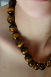 Collar ojo de tigre bolas