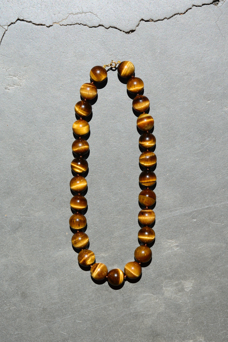 Collar ojo de tigre bolas