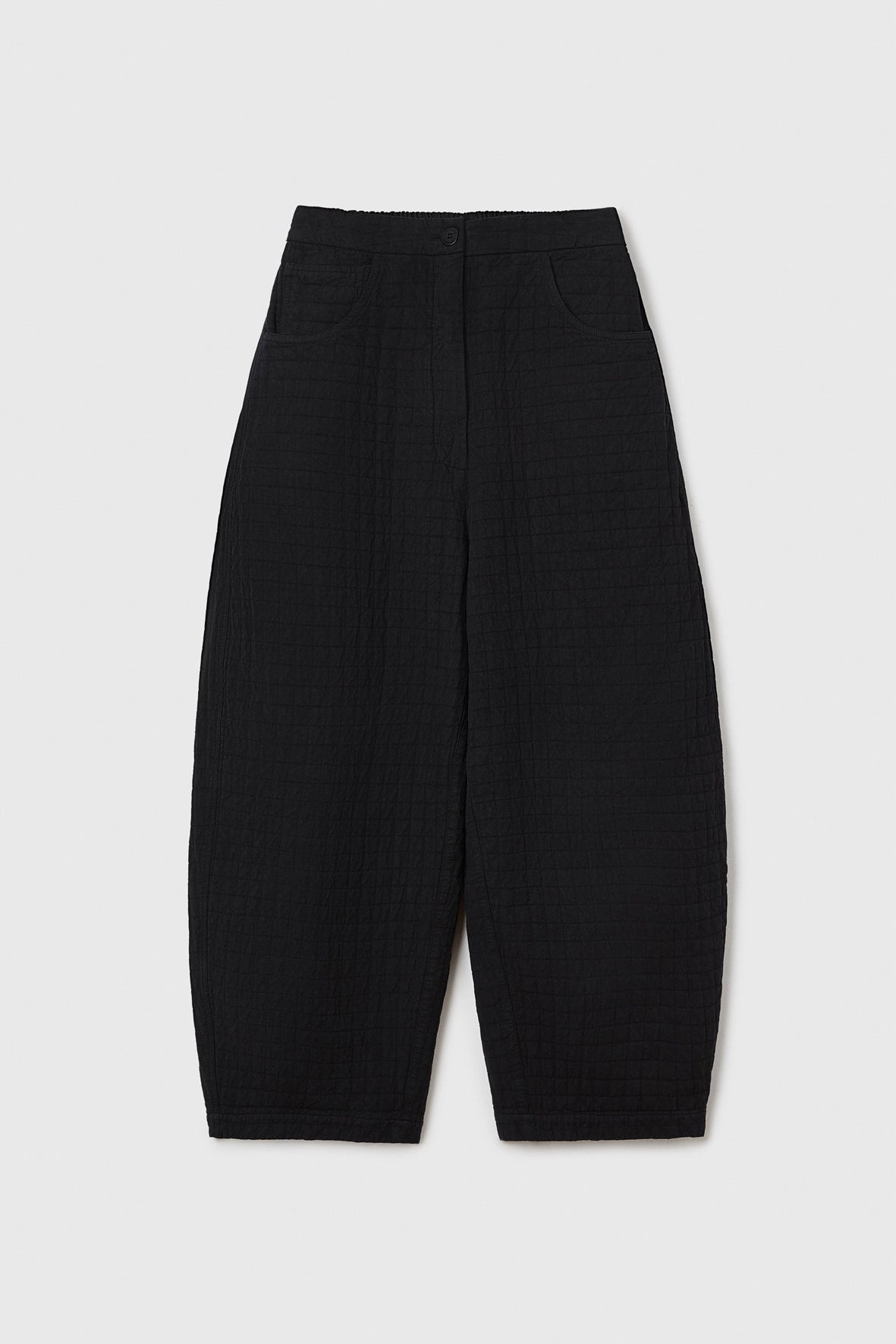 Curved checkered trousers