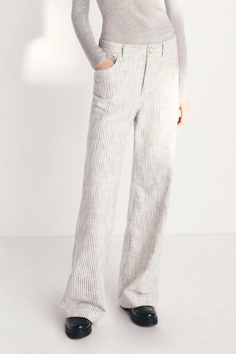 Striped five-pocket trousers