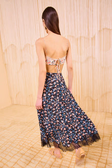 Falda estampada flores bajo encaje
