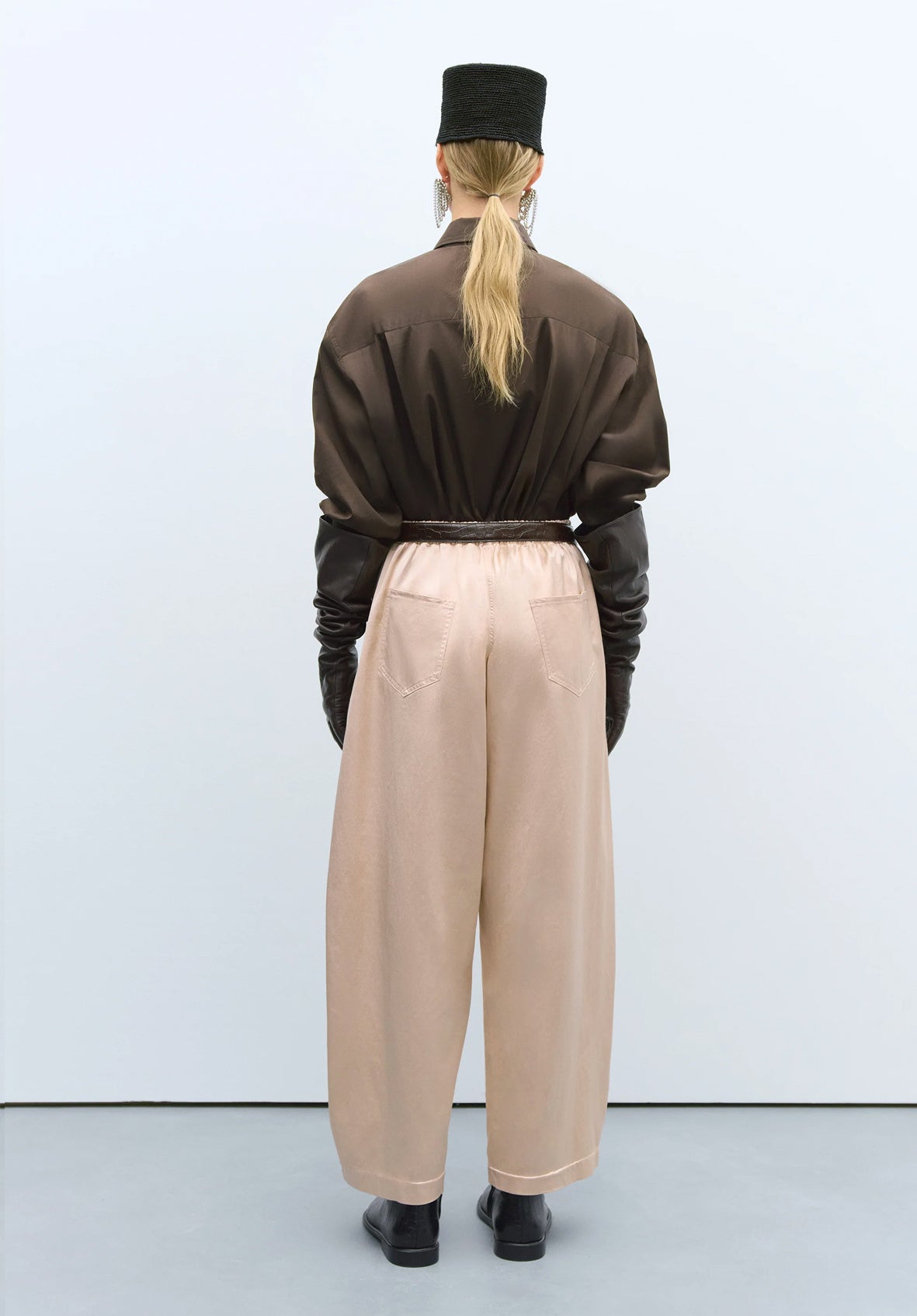 Pantalón satín curved peach