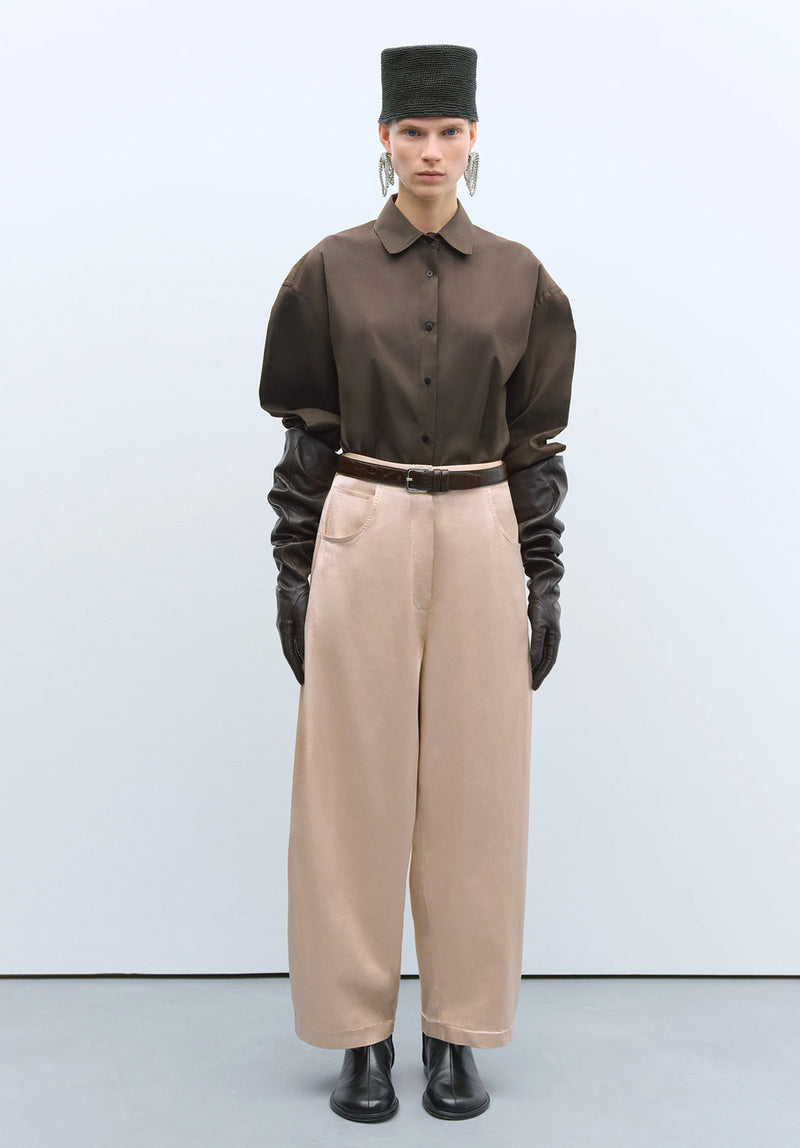 Pantalón satín curved peach