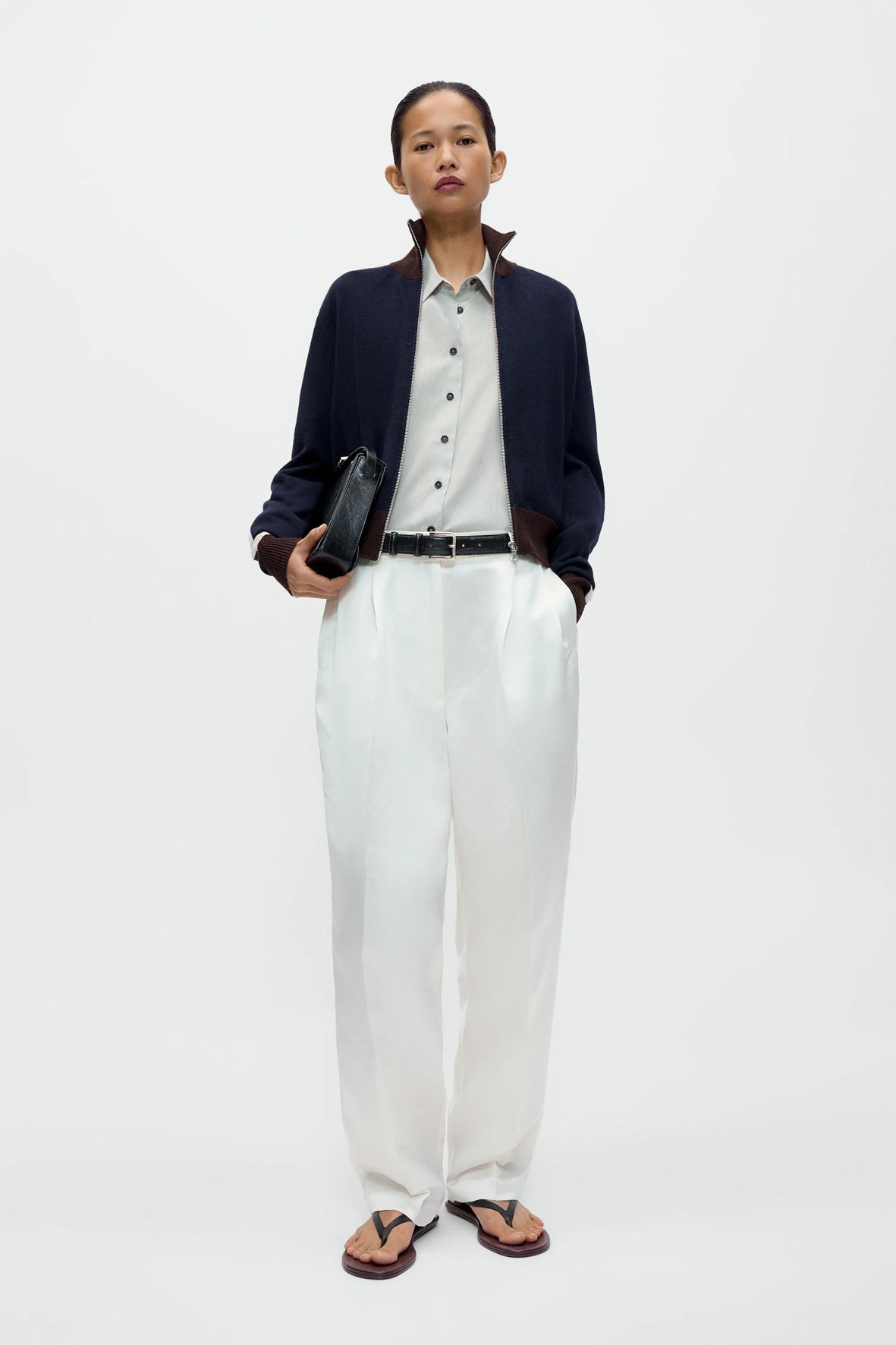 Pantalón masculine barrel satín