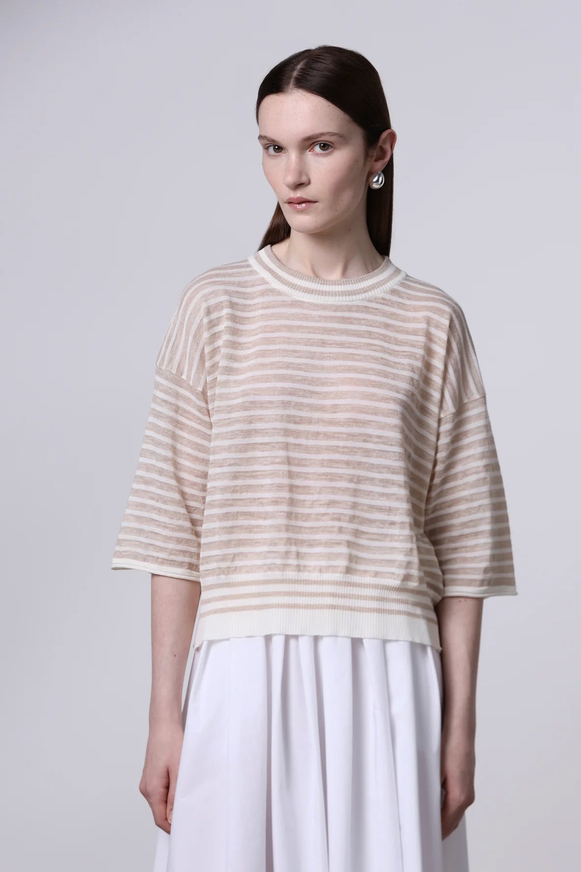 Camiseta punto rayas cuello redondo