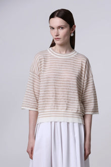 Camiseta punto rayas cuello redondo