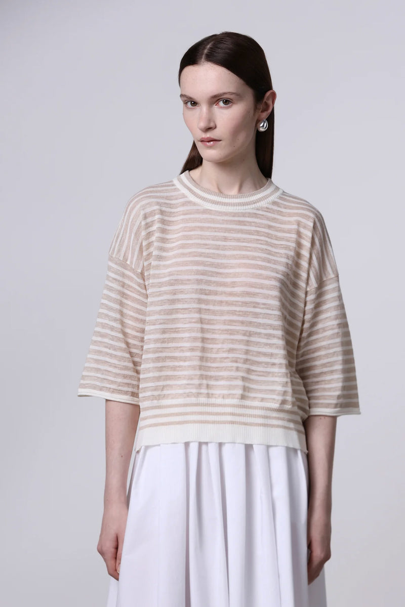 Camiseta punto rayas cuello redondo