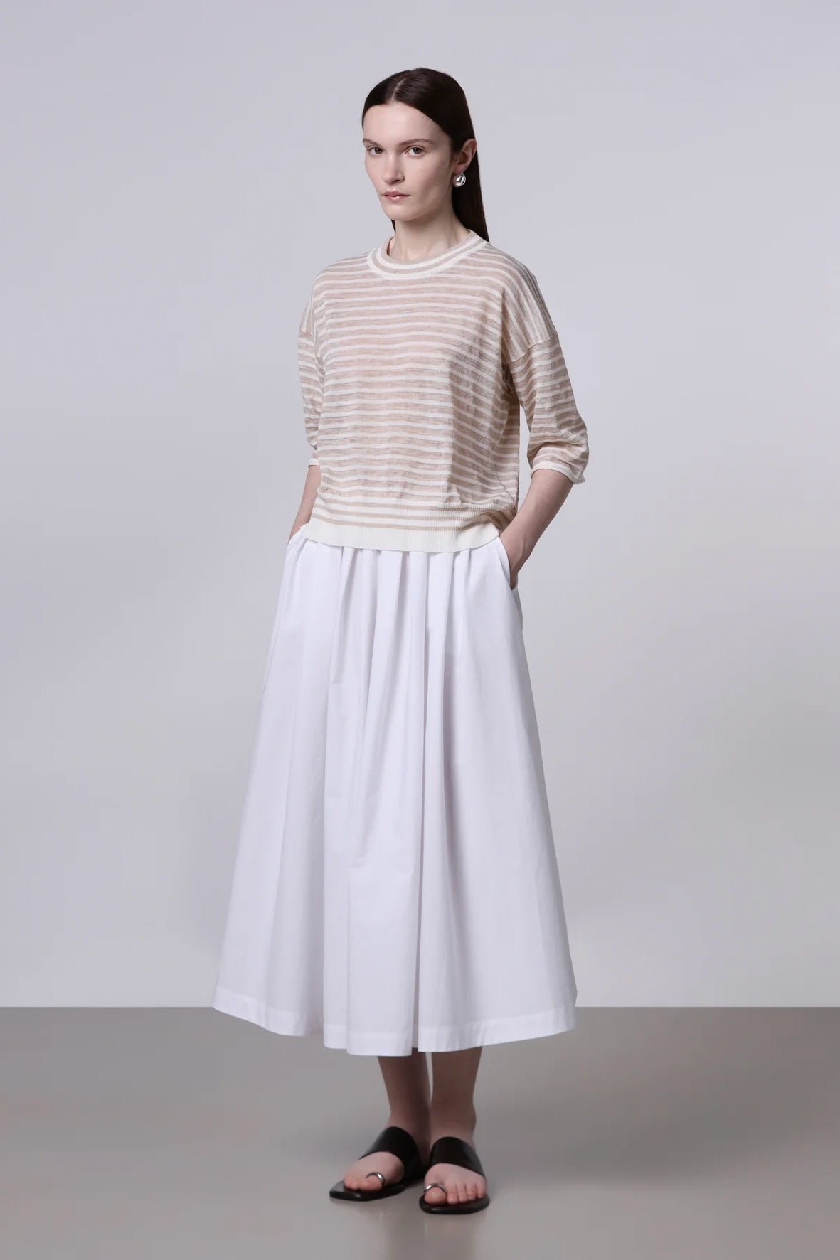 Camiseta punto rayas cuello redondo