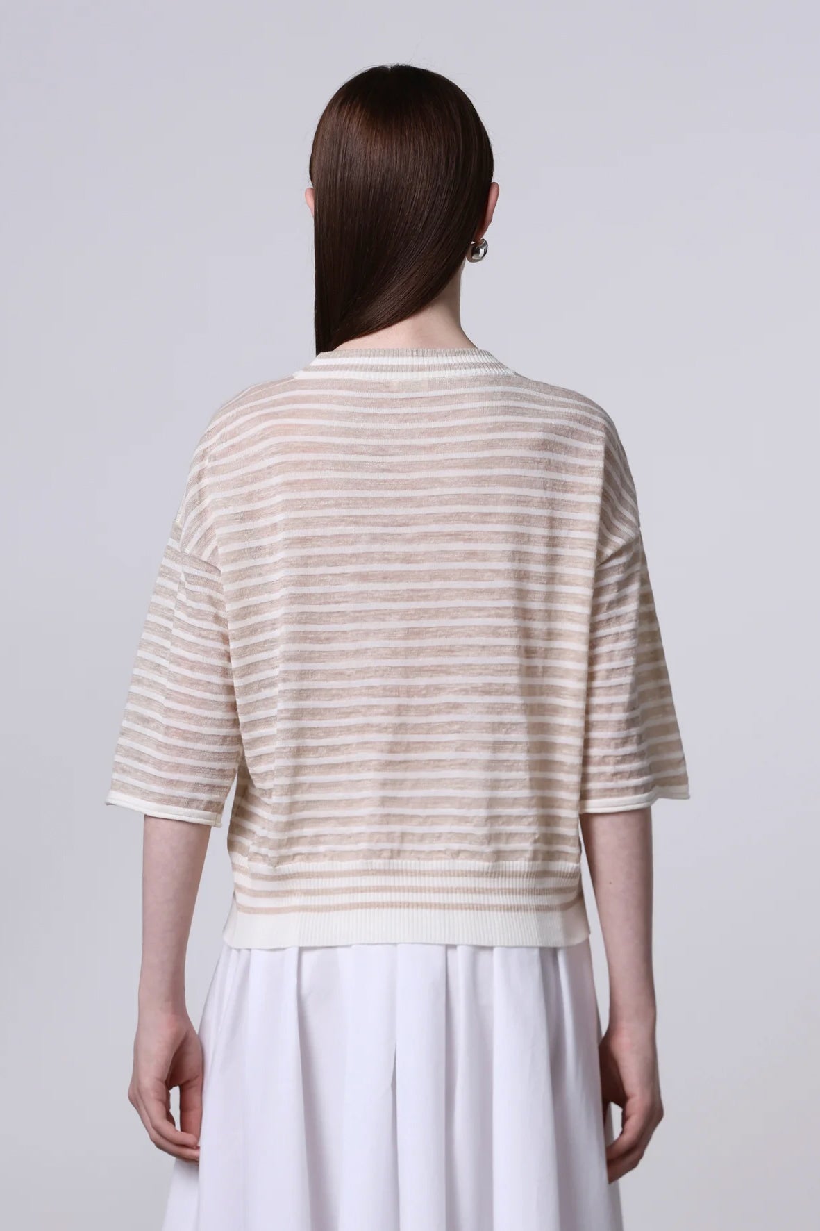 Camiseta punto rayas cuello redondo