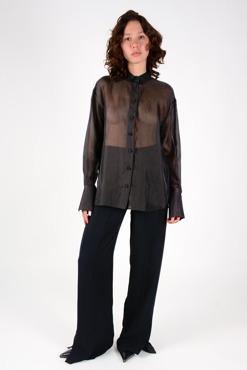 Pantalón recto cinta raso lateral