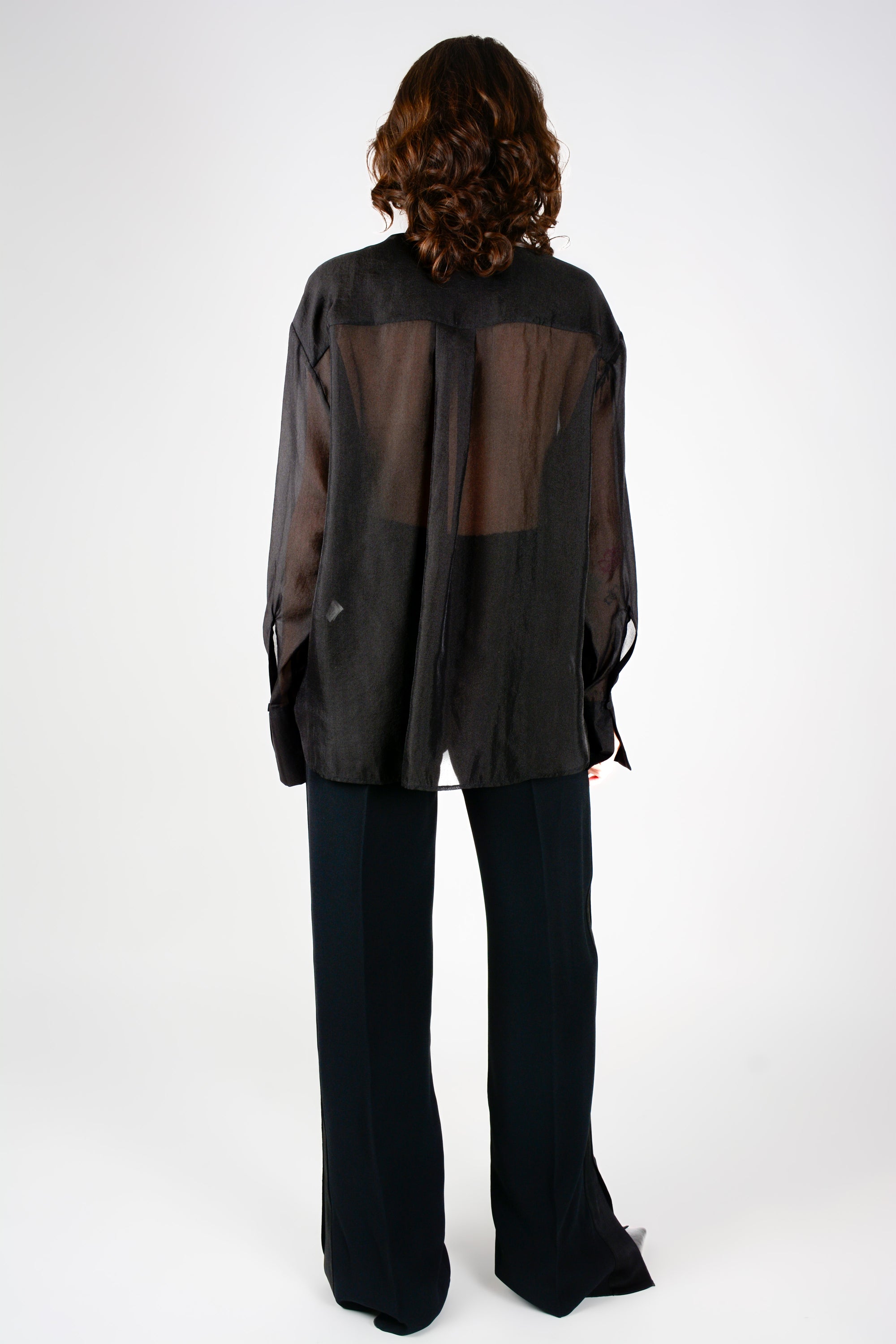 Pantalón recto cinta raso lateral