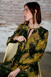 Vestido Amebas Camisero Cintura Fruncida
