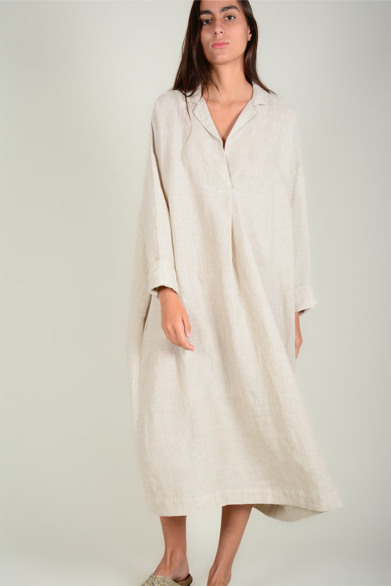 Vestido oversize lino manga larga
