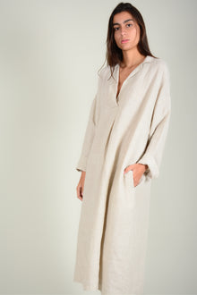 Vestido oversize lino manga larga
