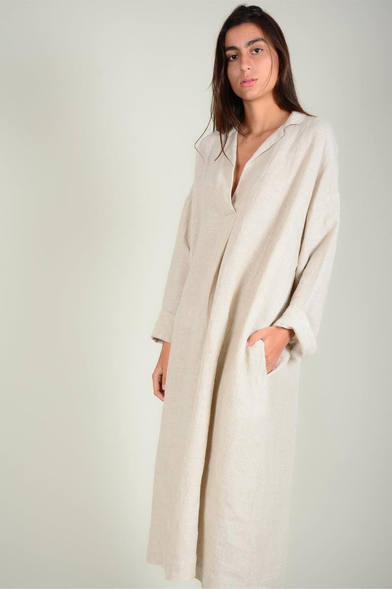 Vestido oversize lino manga larga