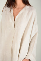 Vestido oversize lino manga larga