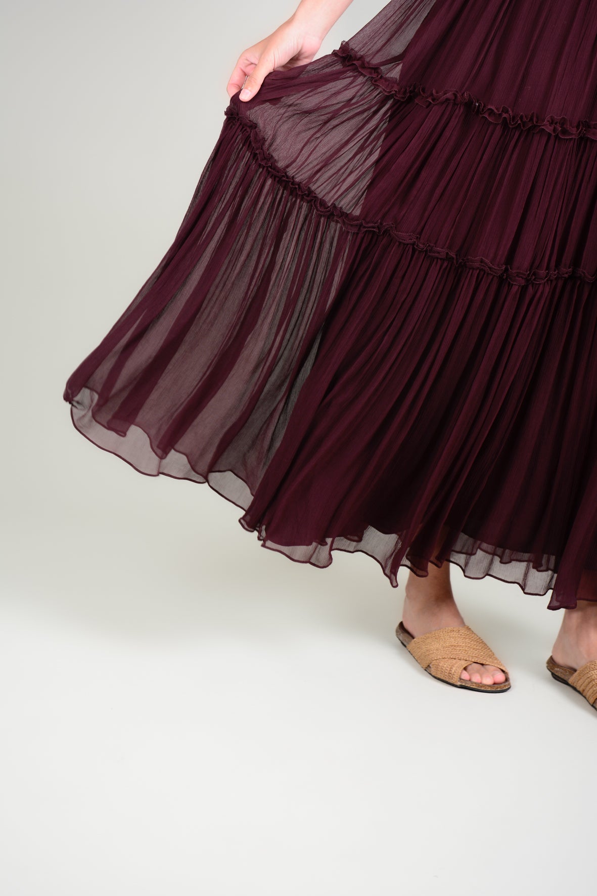 Vestido tirantes seda body plisado