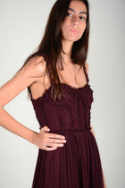 Vestido tirantes seda body plisado