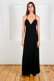 Vestido crepe liso tirante fino