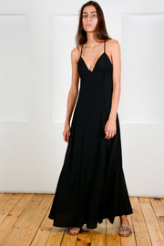 Vestido crepe liso tirante fino