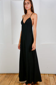 Vestido crepe liso tirante fino