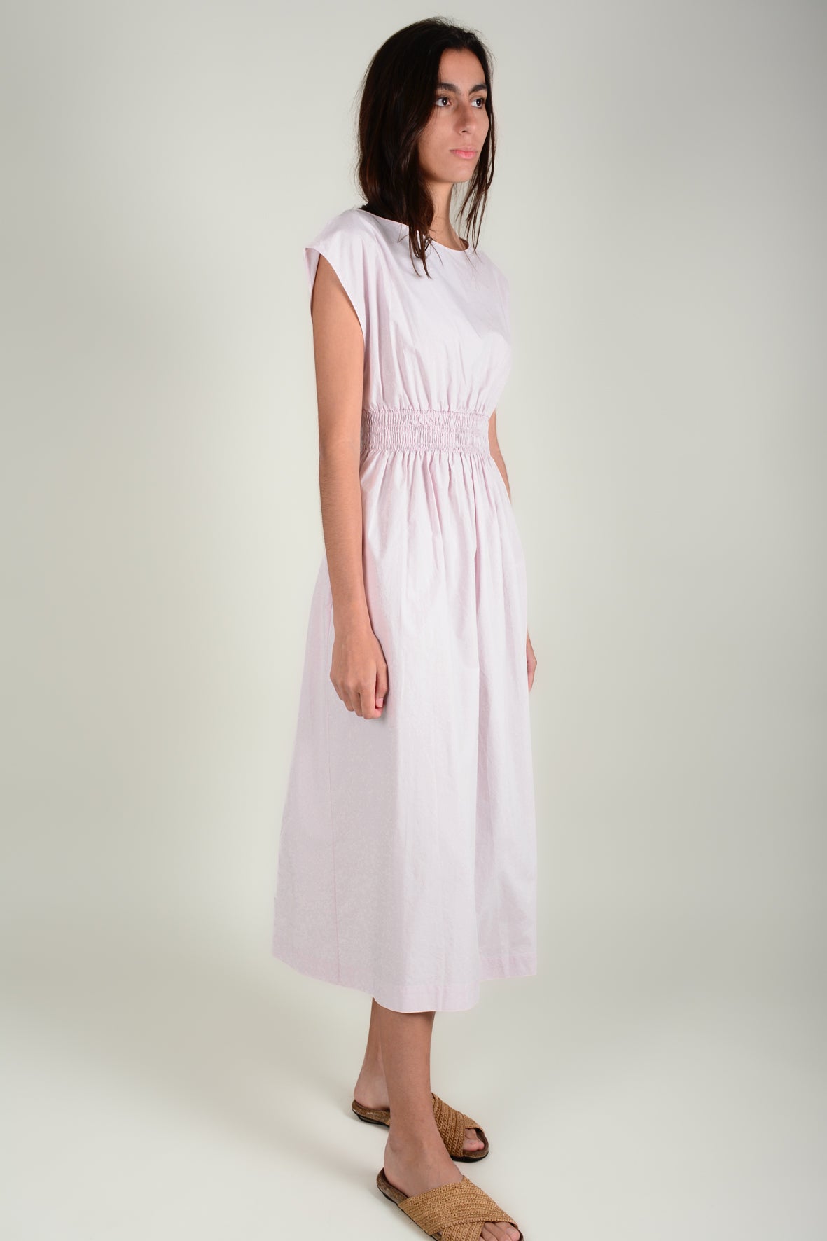 Vestido cuello barco goma cintura