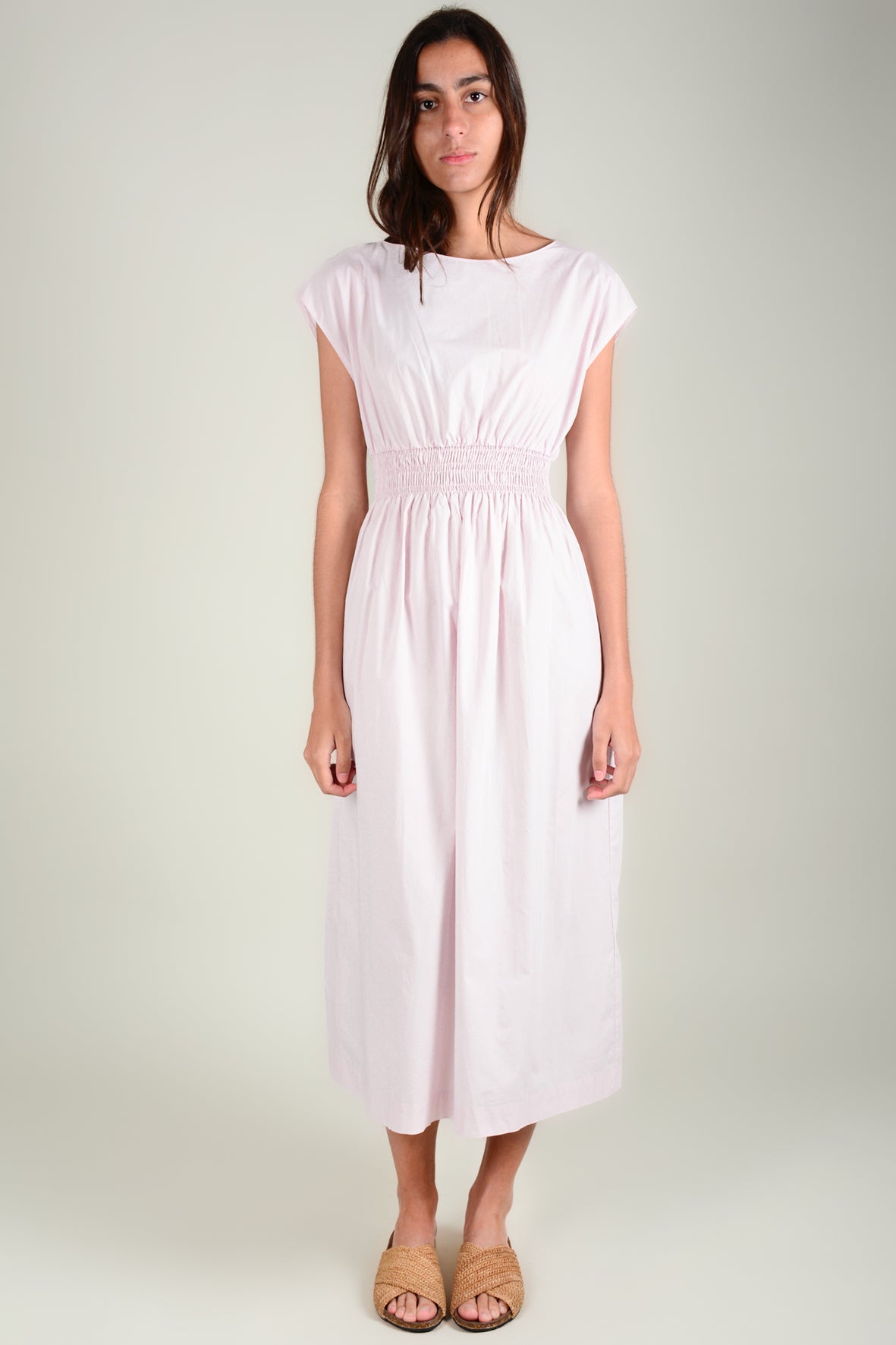 Vestido cuello barco goma cintura