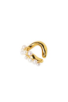 Ear cuff plata bañado en oro + perlas