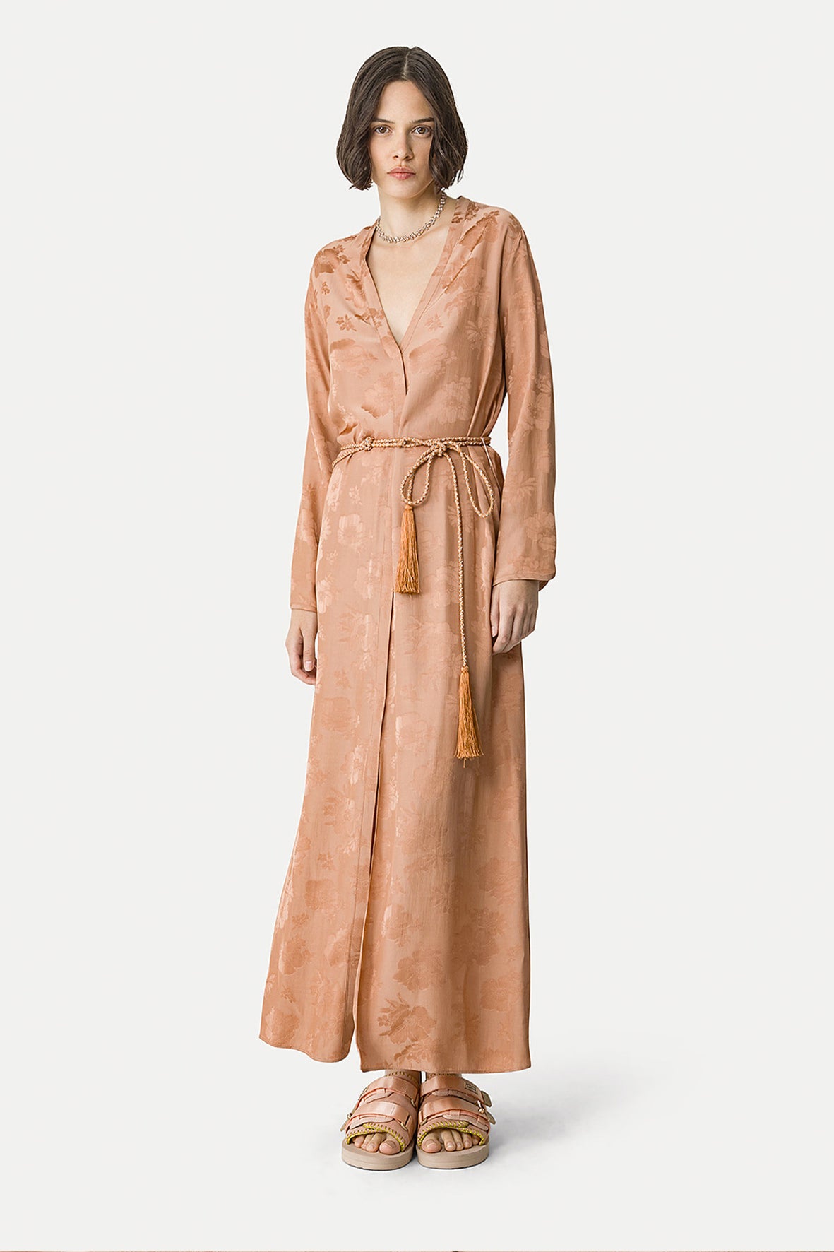 Vestido jacquard long sleeve