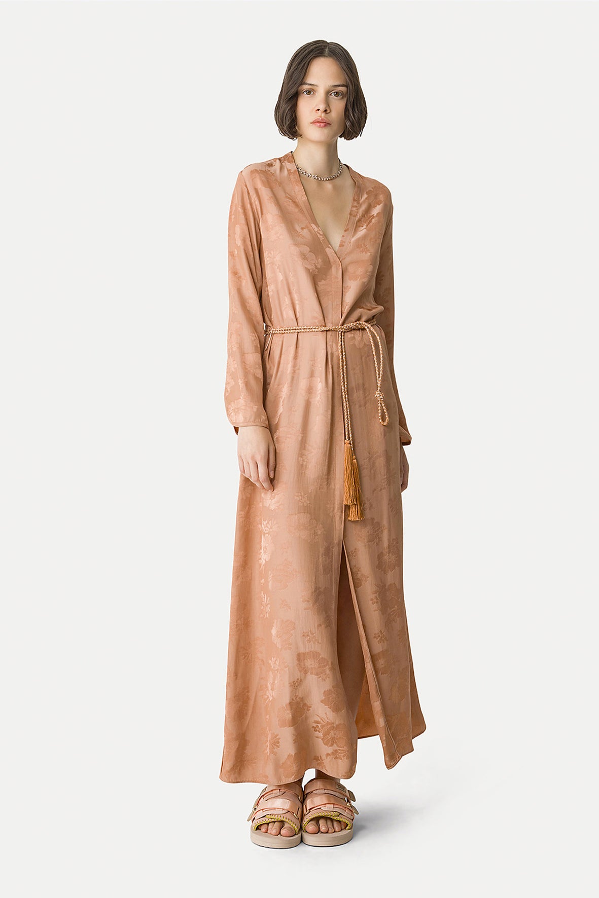 Vestido jacquard long sleeve